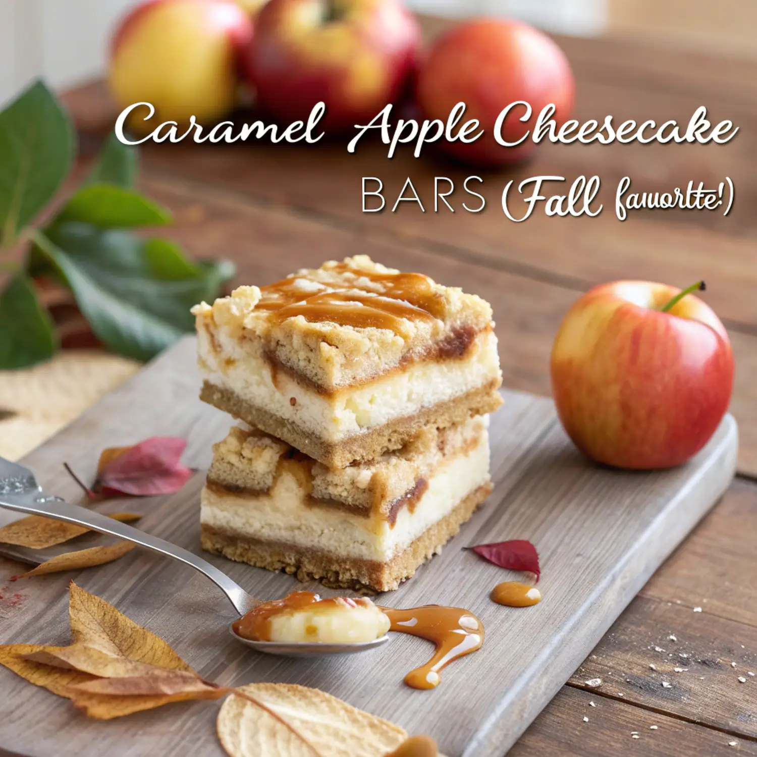 Caramel Apple Cheesecake Bars (Fall Favorite!) 🍏🍰🍂